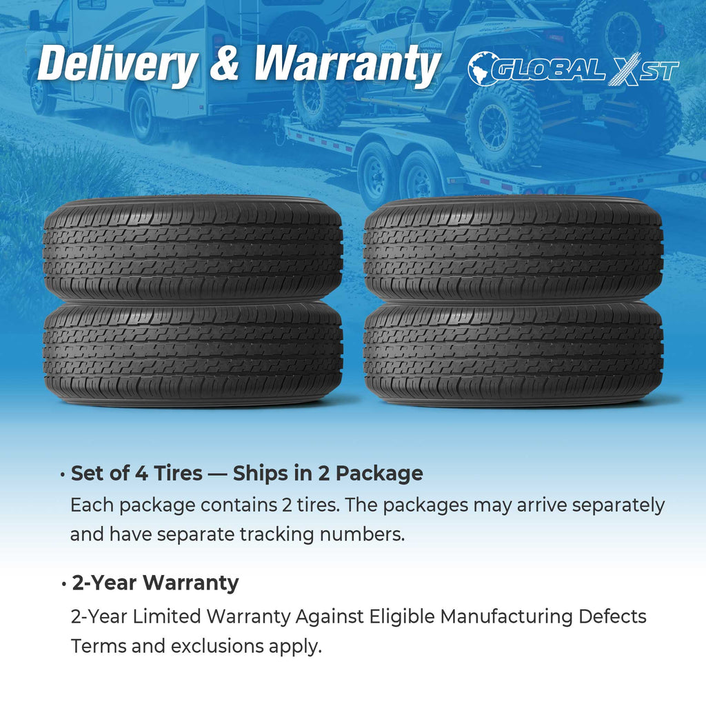 GLOBAL GX669 ST235/80R16 Trailer Tires Load Range E 10-Ply Rated, Radial BSW Set of 4 for Compatible RV Travel, Boat, Utility and Cargo Trailers
