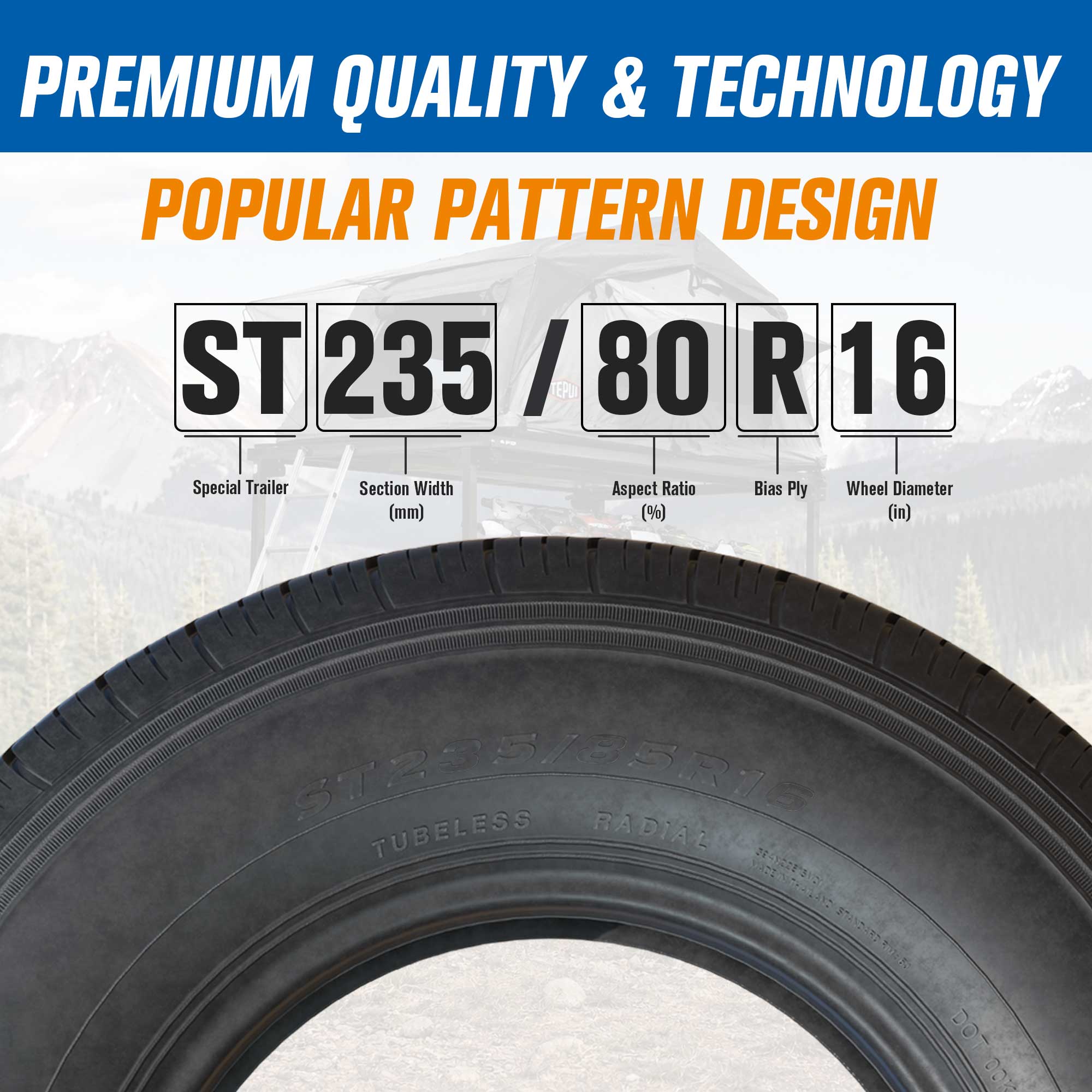 GLOBAL GX669 ST235/80R16 Trailer Tires Load Range E 10-Ply Rated, Radial BSW Set of 4 for Compatible RV Travel, Boat, Utility and Cargo Trailers